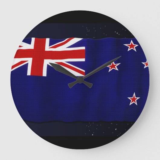 NZ - NEW ZEALAND Flag Proud Patriotic Wall Clock Große Wanduhr (Vorderseite)
