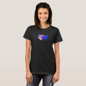 NZ und USA Flag Twin Heart für Neuseeländer Ameri T-Shirt (Vorne ganz)