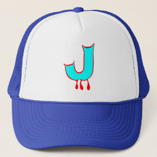 Ō" Bleeding's Teeth-Initial-J Trucker Hat" ╝ Truckerkappe