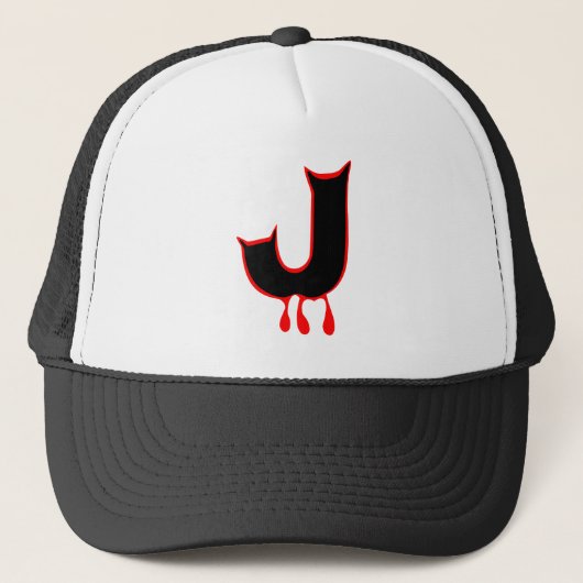 Ō" Bleeding's Teeth-Initial-J Trucker Hat" ╝ Truckerkappe (Vorderseite)