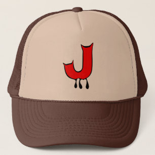 Ō" Bleeding's Teeth-Initial-J Trucker Hat" ╝ Truckerkappe
