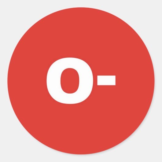 O- Bluttyp/Gruppe Rh (Rhesus) Negativ Runder Aufkleber (Vorderseite)