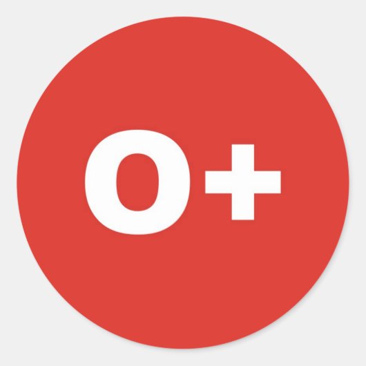 O+ Bluttyp / Gruppe Rh (Rhesus) positiv Runder Aufkleber (Vorderseite)