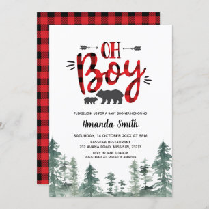 O Boy Lumberjack Forest Baby Shower Einladung