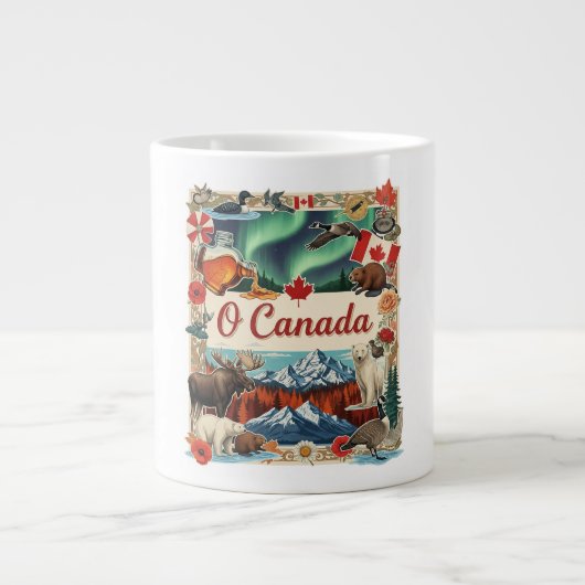 O Canada Collage – Vintage Patriotic  Jumbo-Tasse (Vorderseite)