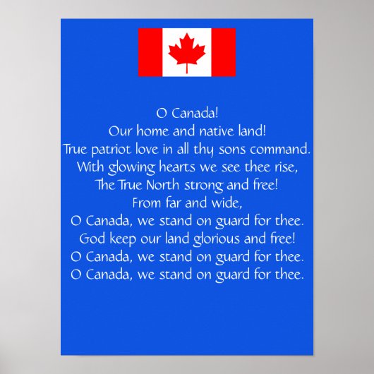 O Canada National Anthem Poster (Vorne)