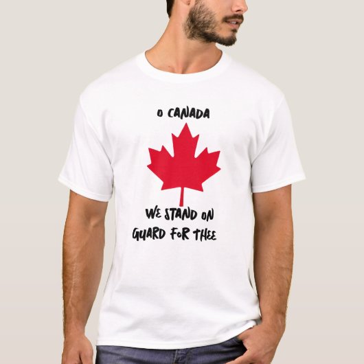 O Canada Red Leaf'' On Guard' Black Personalland T-Shirt (Vorderseite)