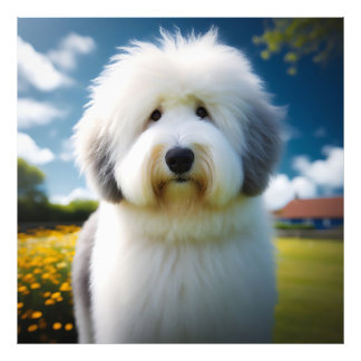 O Charme de um Old English Sheepdog em lindo dia. Fotodruck