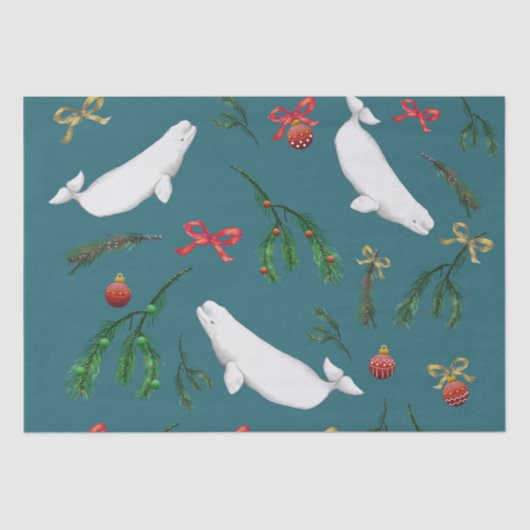 O Christmas Beluga Whale Illustration Muster Seidenpapier (Vorderseite)