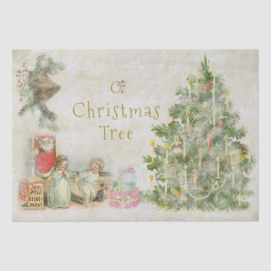 O Christmas Tree Vintage Christmas Eve Seidenpapier (Vorderseite)