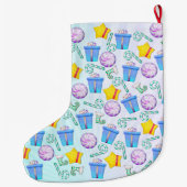 O Christmas Whimsey Folk Art Großer Weihnachtsstrumpf (Rückseite)