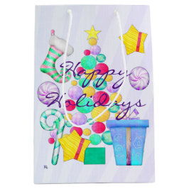 O Christmas Whimsey Folk Art Mittlere Geschenktüte