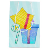 O Christmas Whimsey Folk Art Mittlere Geschenktüte (Rückseite)