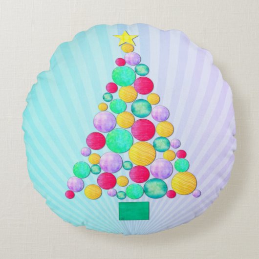 O Christmas Whimsey Folk Art Rundes Kissen (Vorderseite)