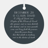 O Clavis David Key of David Advent Ornament Aus Metall (Rückseite)