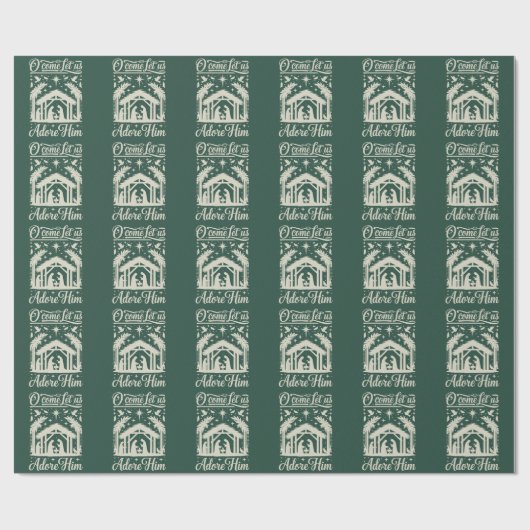 O Come Let Us Adore Him Nativity Scene Christian Geschenkpapier (Flach)