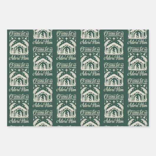 O Come Let Us Adore Him Nativity Scene Christian Geschenkpapier Set (Vorderseite)