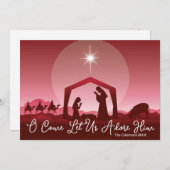 O Come Let Us Adore Him Nativity Scene Christmas Feiertagskarte (Vorne/Hinten)
