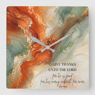 O DANKET DEM HERRN  Erntedankgeschenk Quadratische Wanduhr