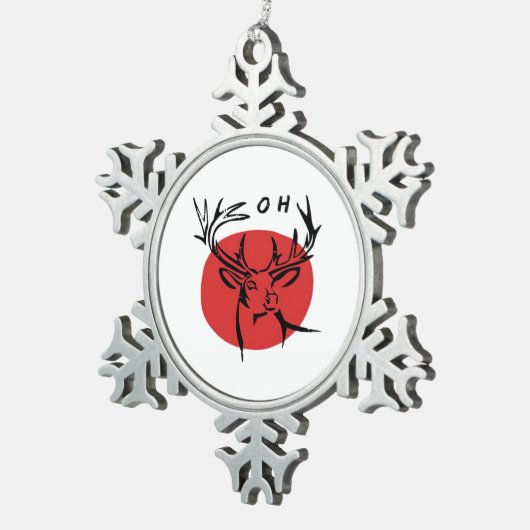 O Dear O Dear Red Retro Classic Design Schneeflocken Zinn-Ornament (Rechts)