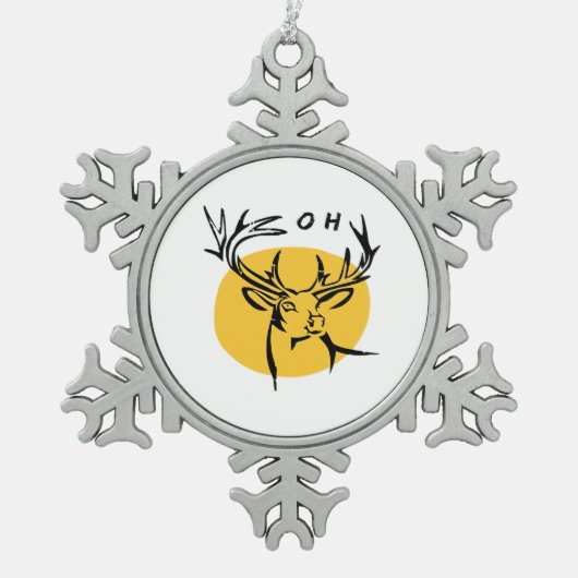 O Dear O Dear Yellow Artistic Style Schneeflocken Zinn-Ornament (Vorderseite)