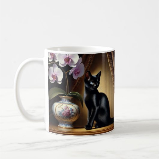 "O Encanto Felino: GCaneca branca clássica, 325 ml Kaffeetasse (Links)
