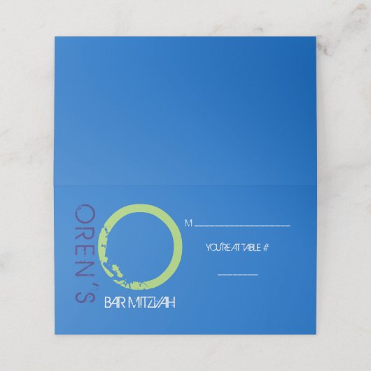 O ERSTE SAMMLUNG Bar Mitzvah Sitzbegleiter Platzkarte (Außenseite Aufgefaltet)