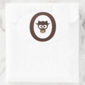 O - Eule Ovaler Aufkleber (Tasche)