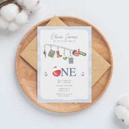 O-Fisch-allein Angeltag 1. Junge Geburtstag Einladung