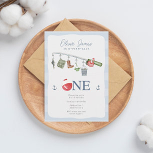 O-Fisch-allein Angeltag 1. Junge Geburtstag Einladung