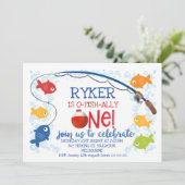 O-Fisch-allein Geburtstags-Einladung Einladung (Stehend Vorderseite)