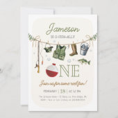 O-Fisch-alleinfischen 1. Geburtstags-Foto Einladung (Vorderseite)