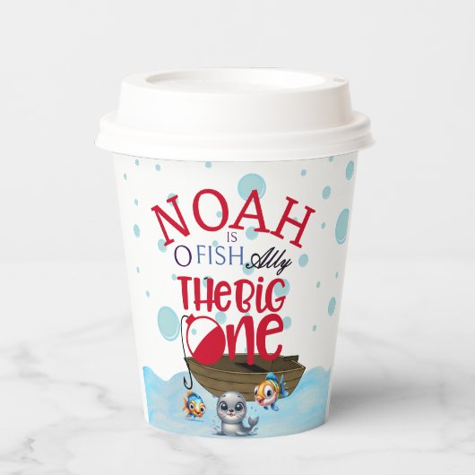 O-Fisch-alleinig, Angeln für den Großen Pappbecher (Vorderseite)