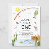 O-Fisch-alleinig Rustikaler Fischfang 1. Geburtsta Einladung (Vorderseite)