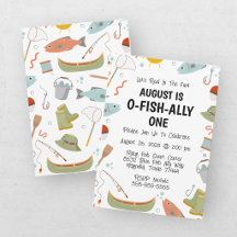 O-Fisch-ally Eins Fischen Kinder 1. Geburtstag