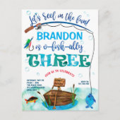 O-Fisch-Ally, Little Fisherman, Angeln 3. Birthda Einladungspostkarte (Vorderseite)