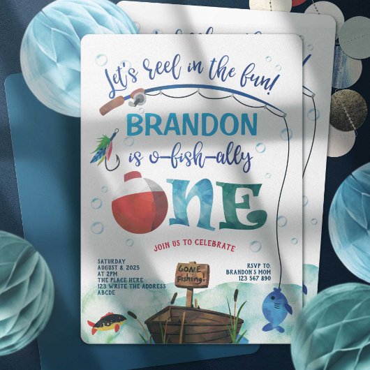 O-Fisch-Ally, Little Fisherman, Fishing Themed, 1. Einladung