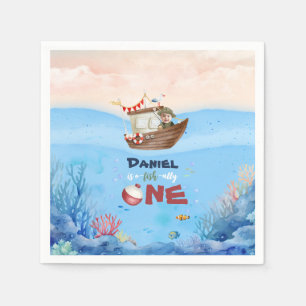 O-Fisch-One Fishing 1. Geburtstag Papier Napkin Serviette