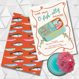O-Fisch-Verlobtes Funky Sardine Party Einladung