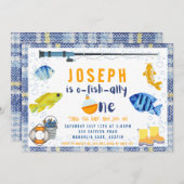 O Fischen Allein ein Fischen 1. Geburtstag Einladung (Vorne/Hinten)