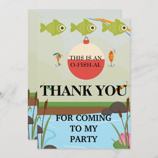 O-FISH-AL Erster Geburtstag Dankeskarte (Vorne/Hinten)