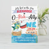 O-Fish-Ally Big One Fishing 1st Birthday Boy Einladung (Stehend Vorderseite)