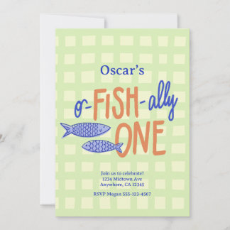 o-FISH-ally EINS Kinderparty-Einladung Einladung
