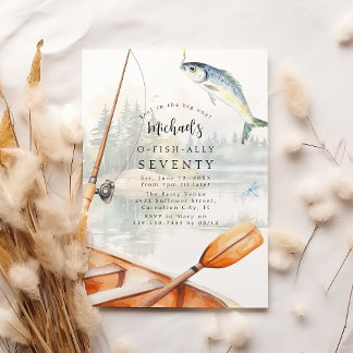 O-Fish-Ally Fischerei Thema 70. Geburtstagsparty Einladung