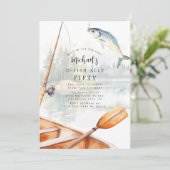 O-Fish-Ally Fishing 50. Geburtstagsparty Einladung (Stehend Vorderseite)