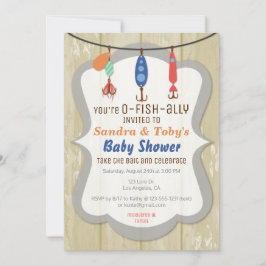 O-FISH-ALLY Fishing Baby Shower Invitation - Tan Einladung
