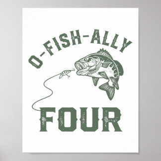 O-fish-ally Four Birthday Decorations 4th Birthday Poster