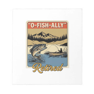 O-Fish-Ally Im Ruhestand Vintage Angler-Shirt Desi Notizblock