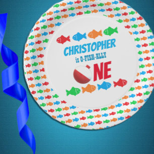 O-Fish-Ally One Fishing 1. Geburtstag Pappteller