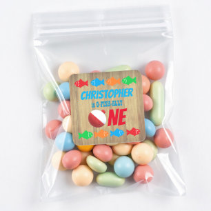 O-Fish-Ally One Fishing 1. Geburtstag Quadratischer Aufkleber